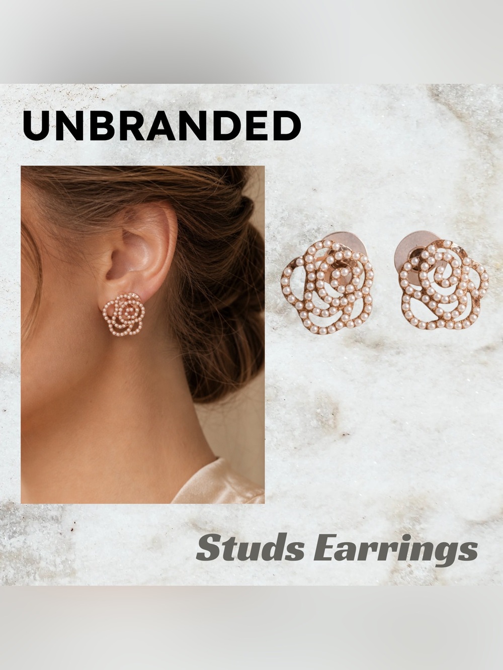 ✌️FAIR Unbranded |1.5 cm| Romantic vintage faux-pearl Rose Spiral Studs❗️